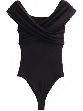 Yozy Draped Ruched Off-Shoulder Bardot Bodysuit size S - brand new with tag